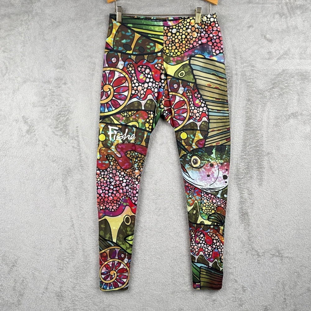 FisheWear High Waisted Leggings Womens XL Brookie Quick Dry Large Multicolored